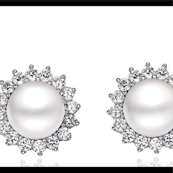 SunFlower  Pearl Stud Earrings 925 Sterling silver - Picture 4 of 5